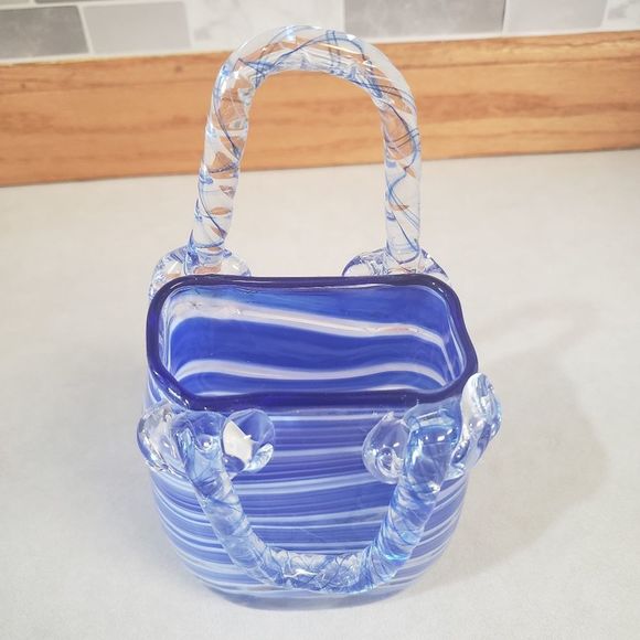 Blown Glass Accents Murano Style Hand Blown Glass Purse Vase Poshmark